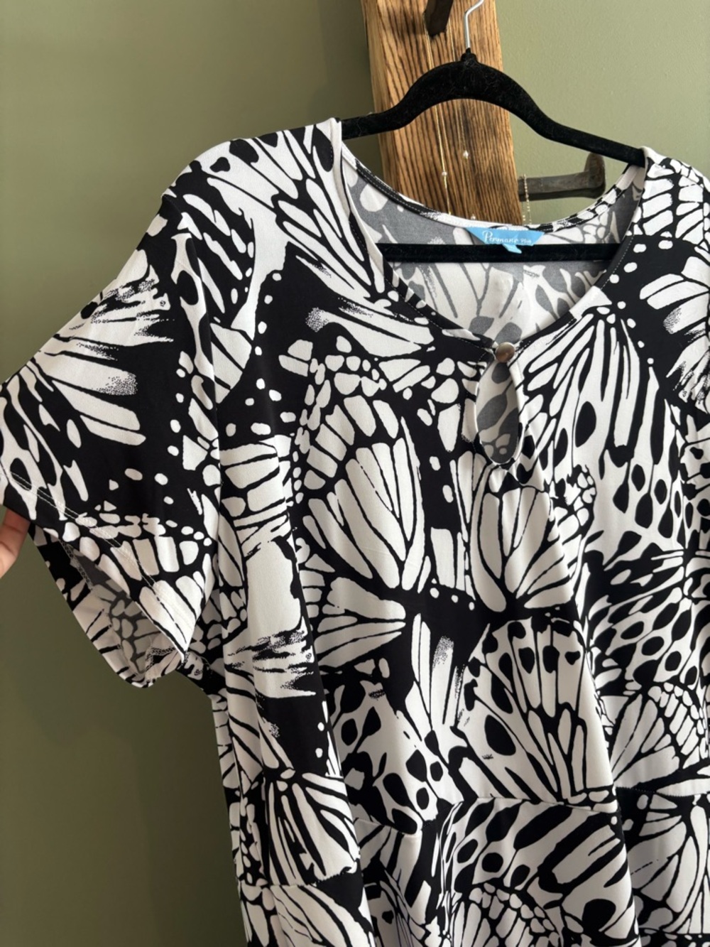 156.) 🤍SALE🤍Penmans / Black and White Butterfly Print Dress - Picture 2 of 5